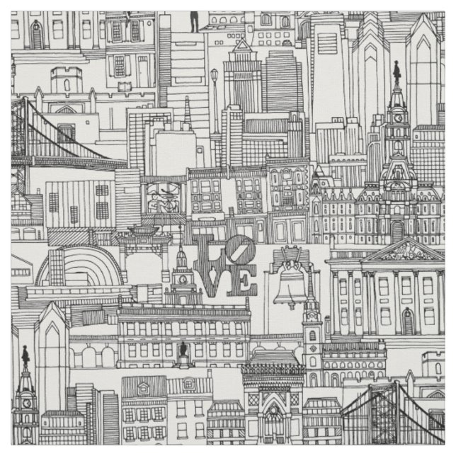 Tela Estampado de Filadelfia negro blanco (Retal)