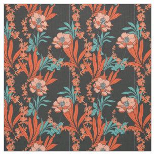 Tela Estampado de flores abstracto anaranjado