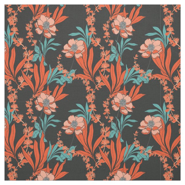 Tela Estampado de flores abstracto anaranjado (Retal)