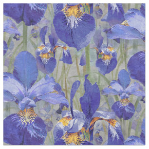 Tela Estampado de flores azul del iris