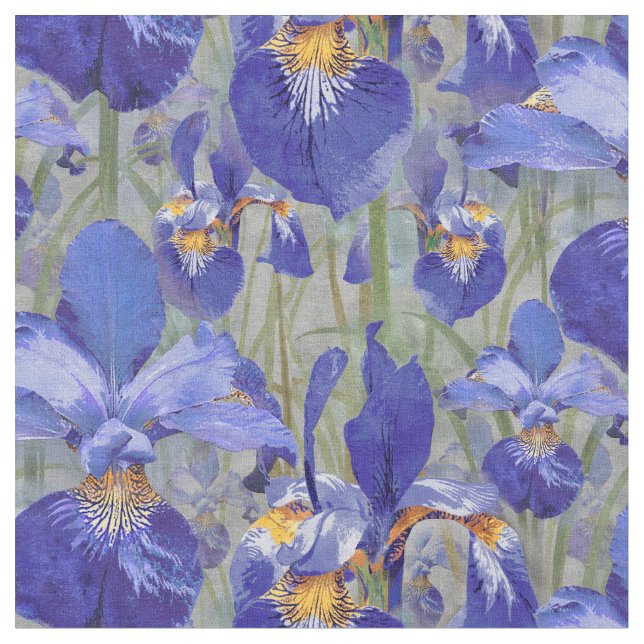 Tela Estampado de flores azul del iris (De cerca)
