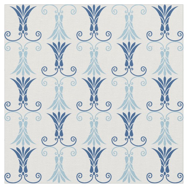 Tela Estampado de flores azul elegante del art déco (De cerca)
