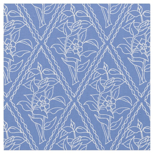 Tela Estampado de flores azul elegante del bígaro del (De cerca)