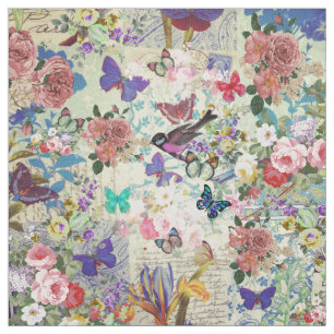 Tela Estampado de flores colorido del vintage de las