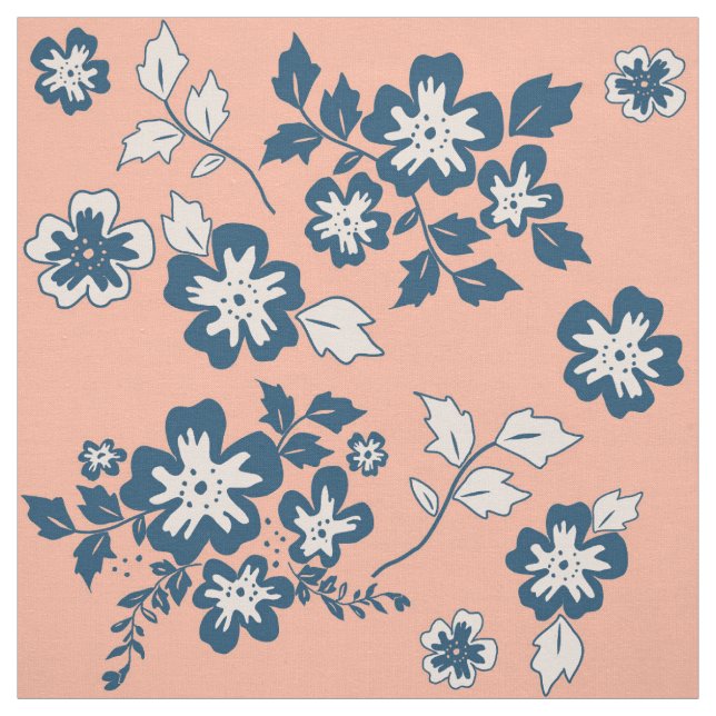 Tela Estampado de flores de los azules marinos y del (Retal)