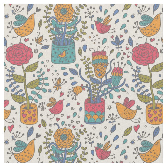 Tela Estampado de flores del dibujo animado con los (De cerca)