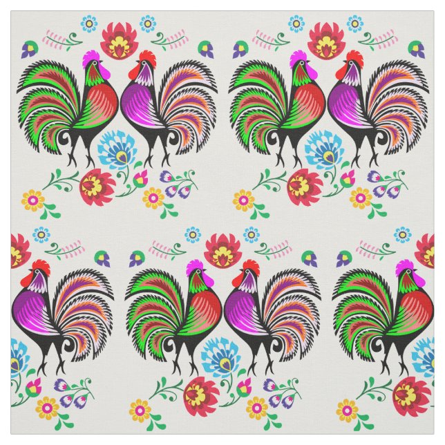 Tela Estampado de flores del gallo de Boho (Retal)