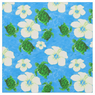 Tela Estampado de flores del Hawaiian de las tortugas