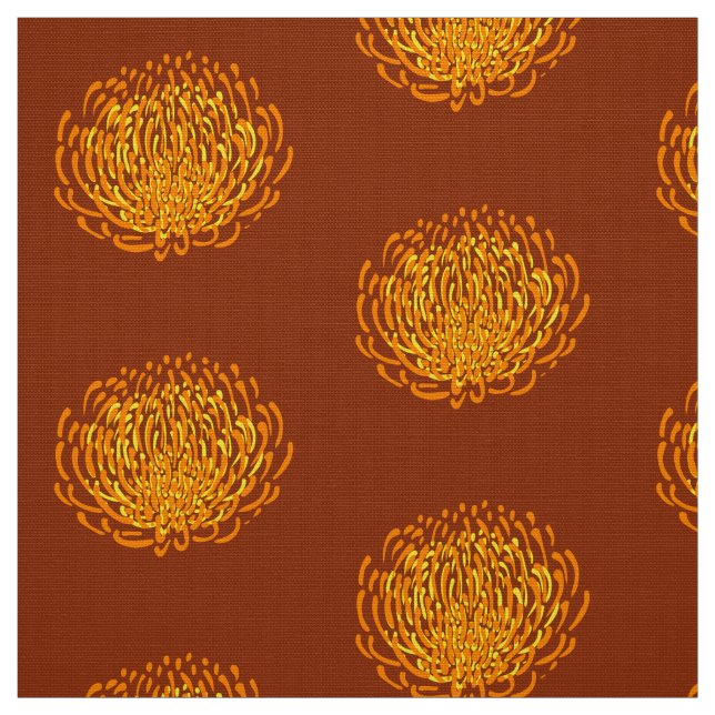 Tela Estampado de flores del Protea: marrón, amarillo, (Retal)