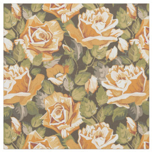 Tela Estampado de flores del vintage de rosas amarillos