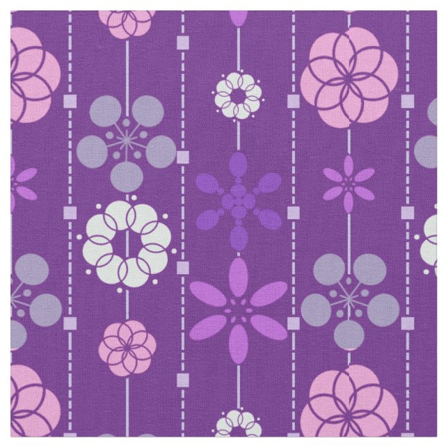 Tela Estampado de flores púrpura oscuro retro lindo de (De cerca)