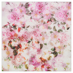 Tela Estampado de flores rosado femenino elegante del