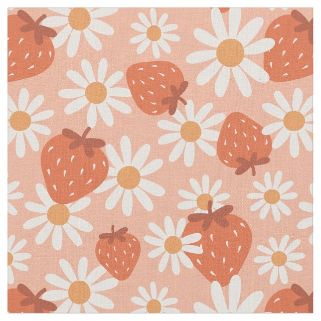 Tela Estampado de fresa Groovy Daisy verano primavera r (De cerca)