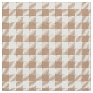 Tela Estampado de gingham boho a cuadros marrón claro