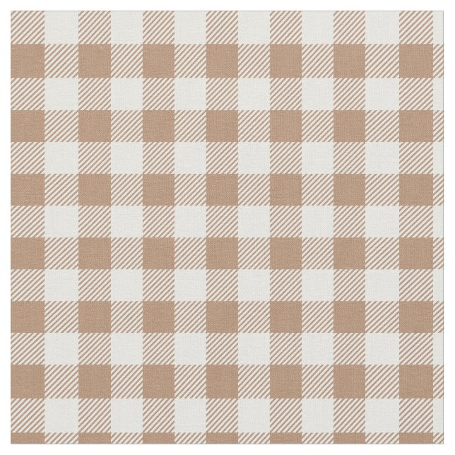Tela Estampado de gingham boho a cuadros marrón claro (De cerca)