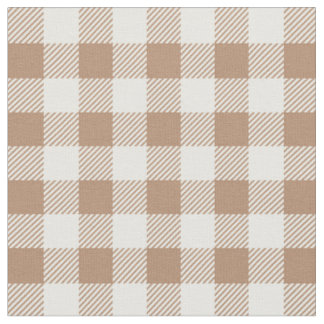 Tela Estampado de Gingham Boho Cuadros Marrón Beige