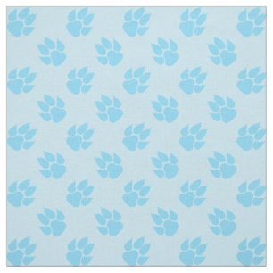 Tela Estampado de huellas de perro azul claro
