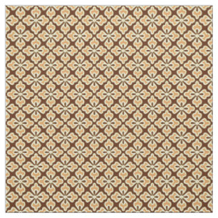 Tela estampado de kimono floral, caramelo y marrón choc