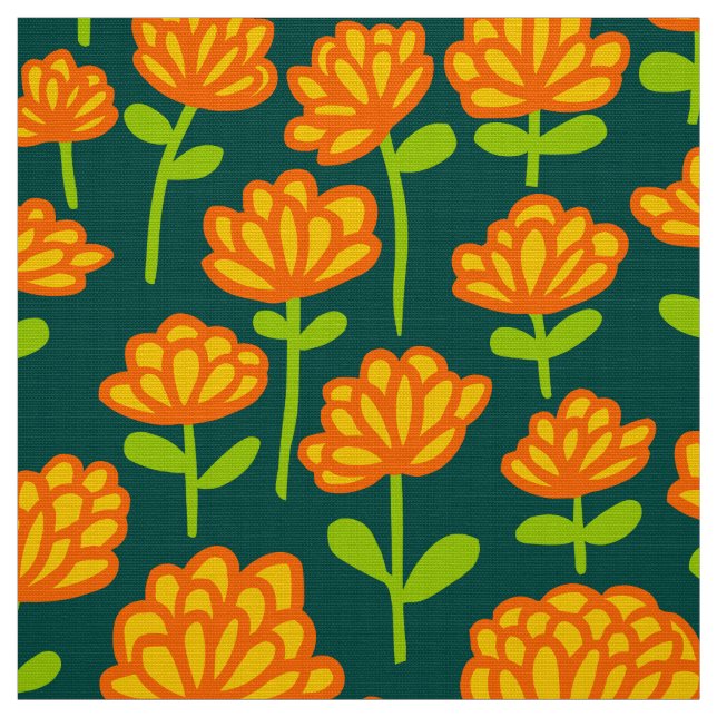 Tela Estampado de plores anaranjado 240515 - en el (Retal)
