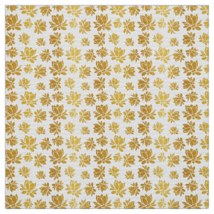 Tela Estampado de plores de Lotus en color oro