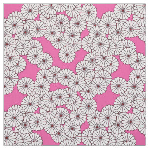 Tela Estampado de plores del art déco - blanco en rosa