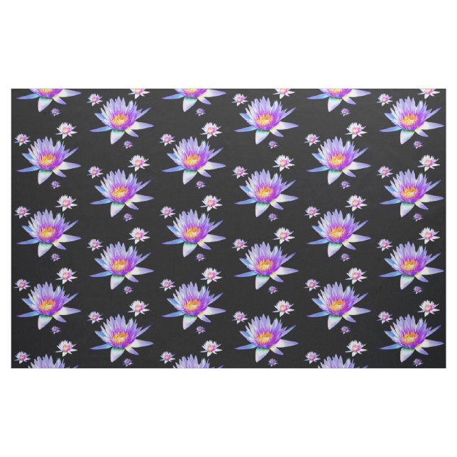 Tela Estampado de plores púrpura de Lotus (Yarda)