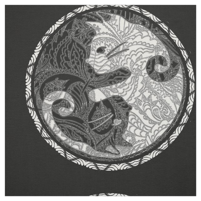 Tela Estampado de Yin Yang del gato (Retal)