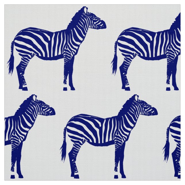 Tela Estampado de zebra - azul y blanco de cobalto (Retal)
