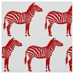 Tela Estampado de zebra - de color rojo oscuro y blanco