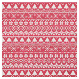 Tela Estampado rojo de suéter de vacaciones de invierno