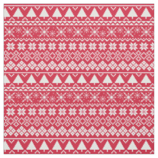 Tela Estampado rojo de suéter de vacaciones de invierno
