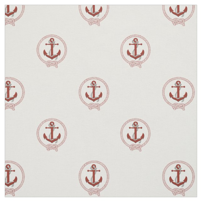 Tela Estancamiento rojo de óxido náutico/nudo marino ro (Retal)