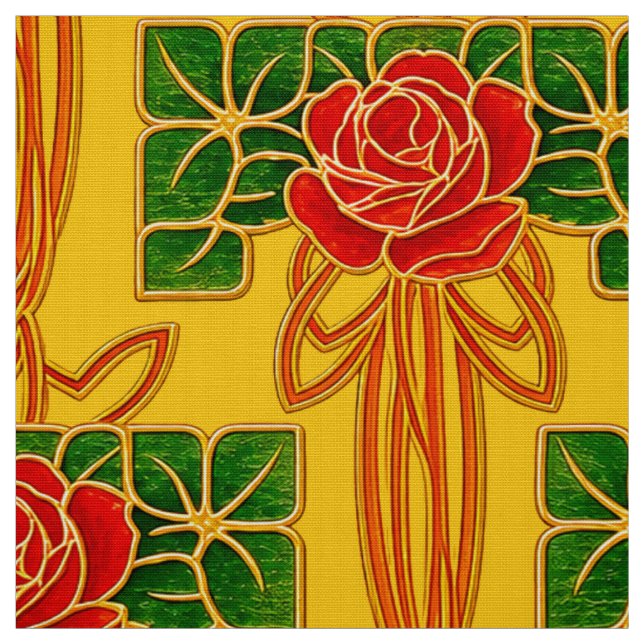 Tela Estilo Arts & Crafts Patrón de Rosal (Retal)