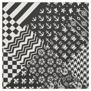 Tela Estilo de patrón mixto blanco negro minimalista