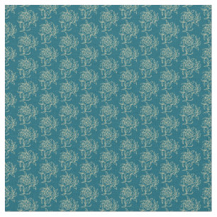 Tela Estilo Étnico Floral Mini-impresión Beige sobre Ve