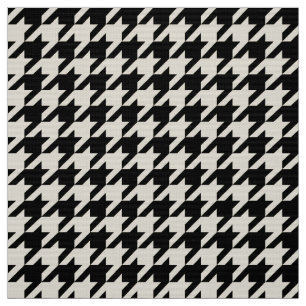 Tela Estilo Houndstooth Negro Geométrico Blanco Desluci