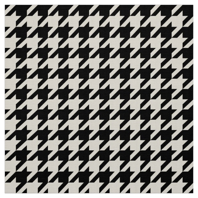 Tela Estilo Houndstooth Negro Geométrico Blanco Desluci (Retal)
