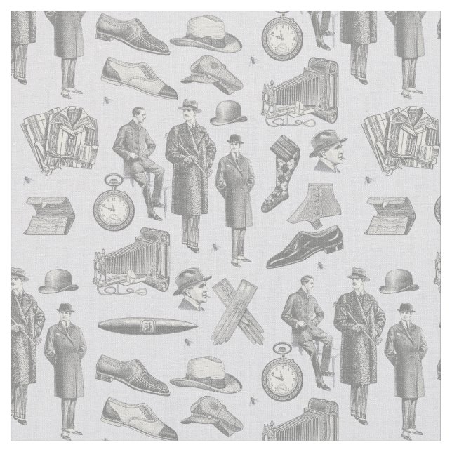 Tela estilo masculino victoriano ropa antigua toile púr (De cerca)