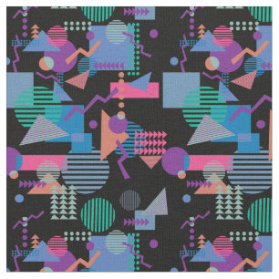 Tela Estilo Memphis de los 80 Black print Geo