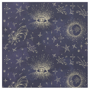 Tela Estilo místico vintage de diseño. Ojo, luna, estre