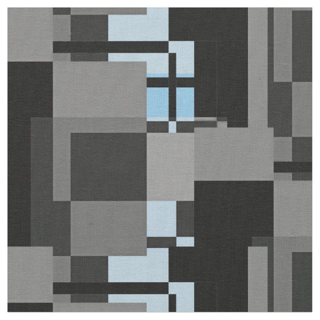 Tela Estilo Mondriano Azul Gris Resumen Geométrico Mode (De cerca)