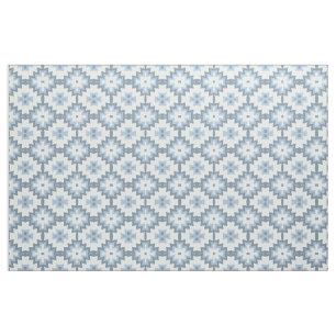 Tela Estilo Pastel Azul Gris Blanco Patrón Tribal Ikat