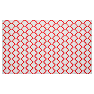 Tela Estilo Patrón de Cuatrefoil Marroquí Rojo Blanco