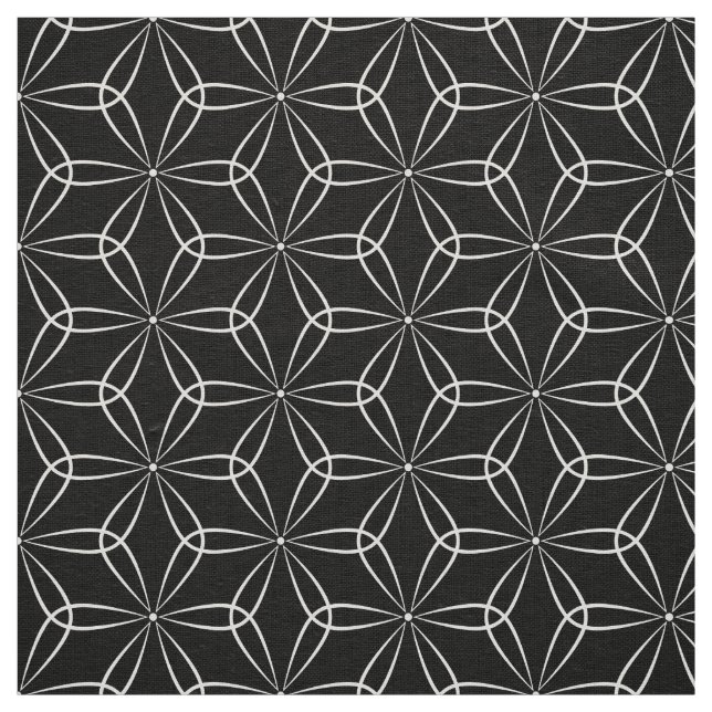 Tela Estilo tradicional asanoha 02 - blanco sobre negro (Retal)