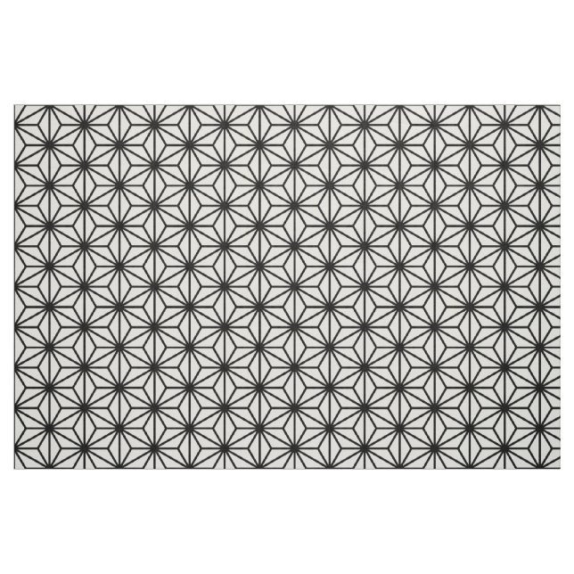 Tela Estilo tradicional de Asanoha - negro en blanco ("Cuarto gordo" (fat quarter))