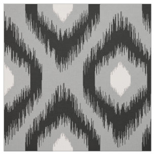 Tela Estiloso patrón de ikat de diamante negro rosa de