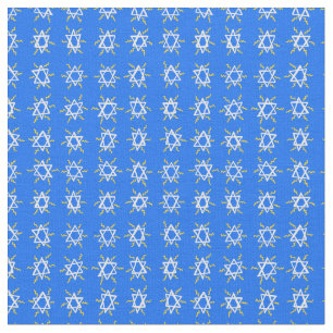Tela Estrella de David Hanukkah Patrón blanco azul