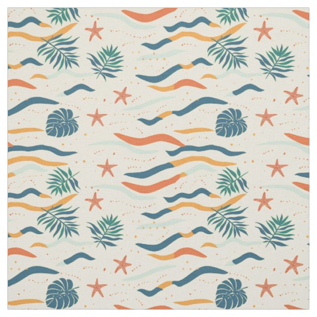 Tela Estrella de mar costera retro (Retal)