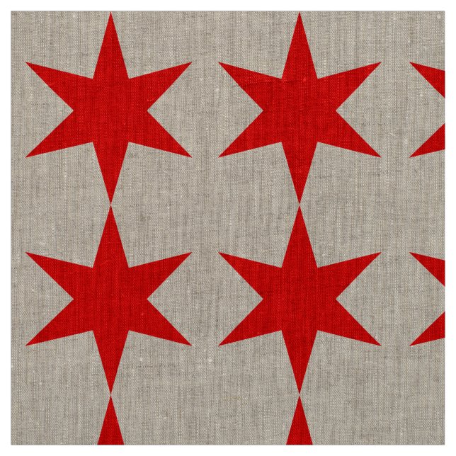 Tela Estrella roja de bandera de Chicago de 6 puntas (Retal)