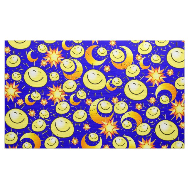 Tela Estrellas anaranjadas Sun Moon Blue Fabric (Yarda)